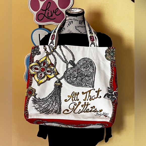 Brighton all that glitter  multicolor canvas tote bag 
14.5" h x 15.5" w x 8" d - Picture 1 of 13
